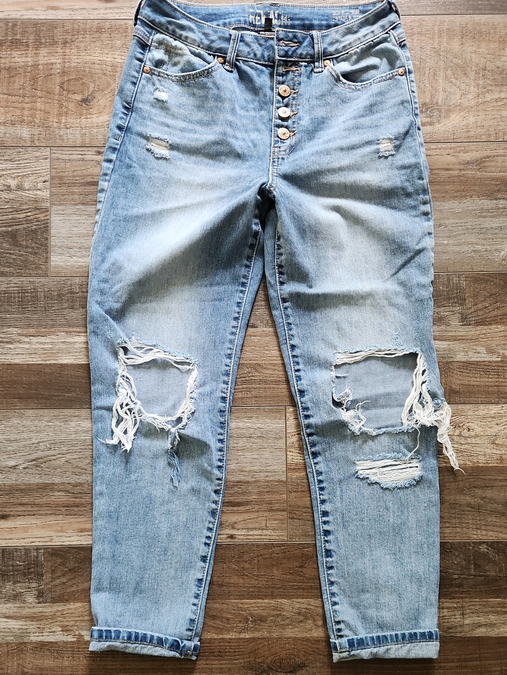 Re/Done Light Blue Distressed Boyfriend Jeans